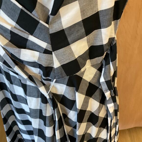 Calvin Klein Sleeveless Gingham black white checked midi fit flare Wrap Dress 10 - Picture 12 of 16